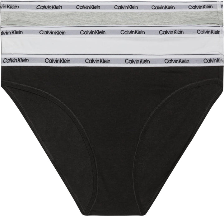 Calvin Klein Damen 3er Pack Slips Bikini Form Baumwolle mit Stretch L Mehrfarbig (Black/White/Grey H