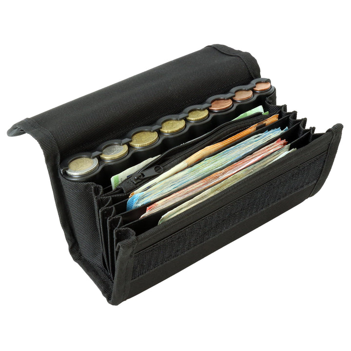 Monepass - Wallet Servicetasche mit Abs Schwarz Münzsortierer- Klettverschlus - Ideal für Transportb