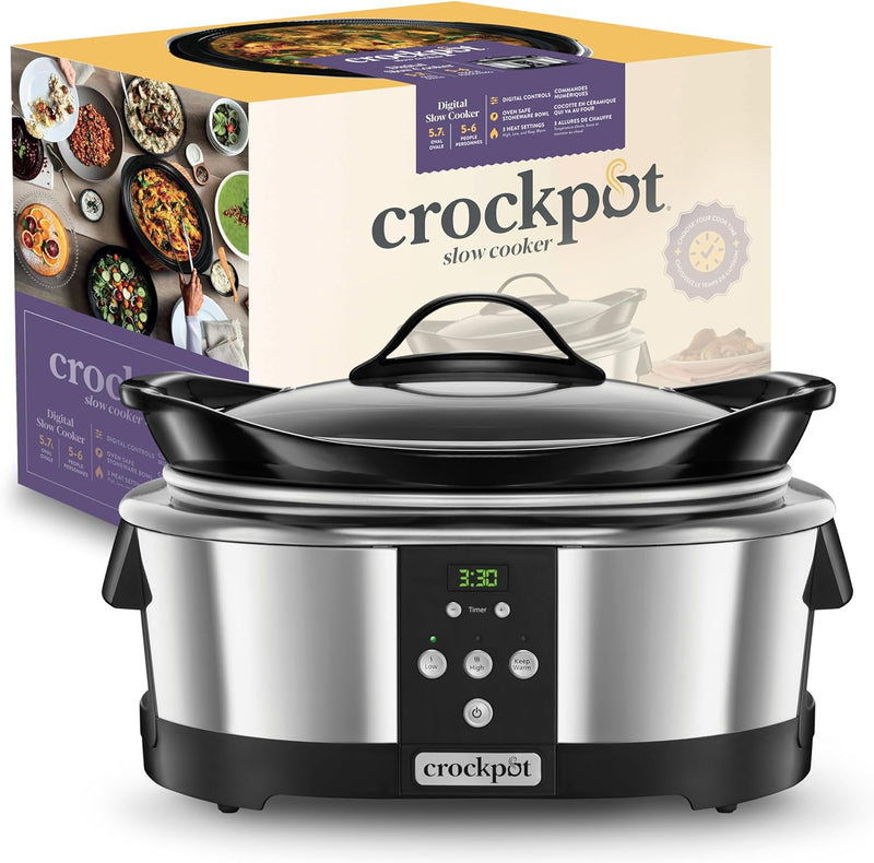 Crockpot, elektronischer Schongarer | 5,7 l (5–6 Personen) | programmierbar mit digitalem 20-Stunden