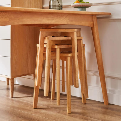 IBUYKE 4er Set Esszimmerhocker, Holzstapelstuhl mit Rutschfester Matte, Stapelhocker für Klassenzimm
