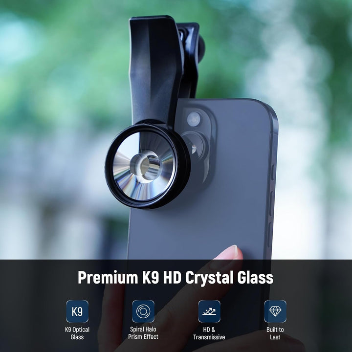 NEEWER 37mm Spiral Halo Prism Filter mit Handy Clip, K9 Kristallglas Effektfilter Prismenfilter, Obj