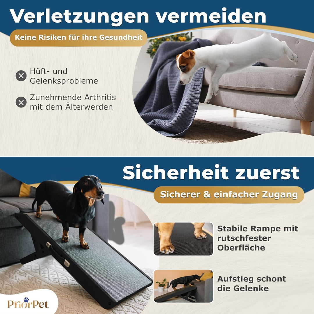 Hunderampe - Hundetreppe für kleine Hunde und grosse Hunde - Einstellbar 18-53 cm - Für Bett Sofa -