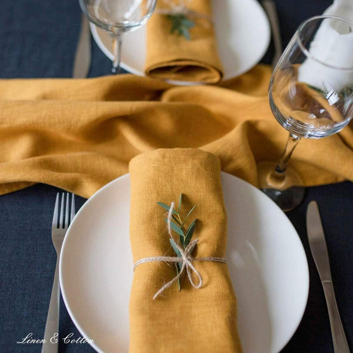 Linen &amp; Cotton Hochwertige 4 x Stoffservietten/Servietten Stoff/Leinenservietten Hygge - 100% Leinen