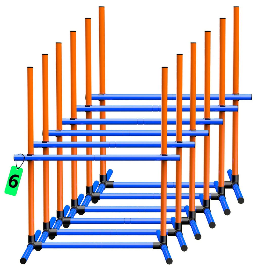 Agility Set Hunde Hürdenset Ausrüstung für Hundetraining mit 6 x Hürden Höhenverstellbar Ags-6set, A