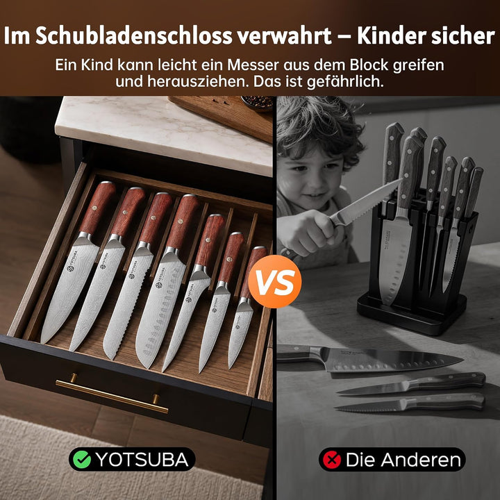 YOTSUBA Messerset Scharfes Küchenmesser Set aus hochwertigem Carbon Edelstahl Profi Kochmesser Set 7