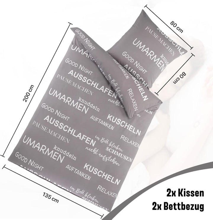 FELLANO 4 teilig Bettwäsche 135x200 | Bettwäsche Set mit je 2 Bettbezügen 135 x 200 & Kissenbezügen
