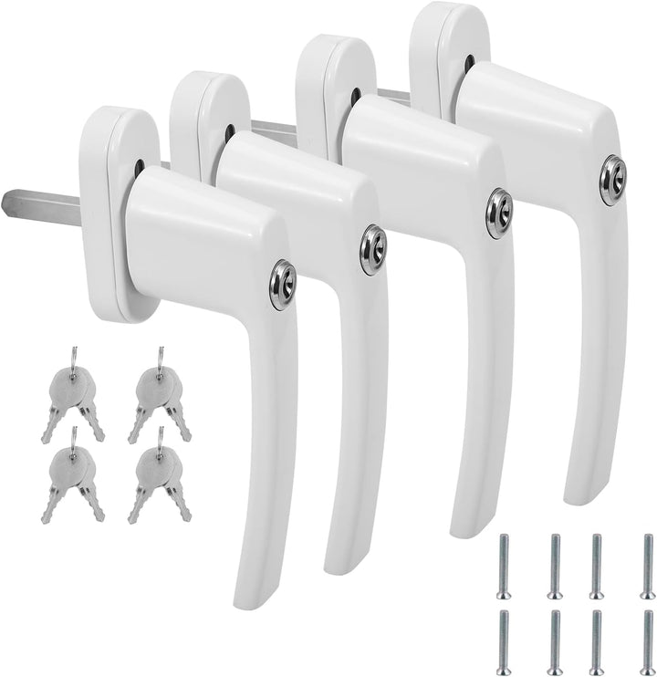 Eulenke Abschliessbarer Sicherheitsfenstergriff - 4er Set Weiss inkl. 8 Schlüssel und Schrauben - Ki