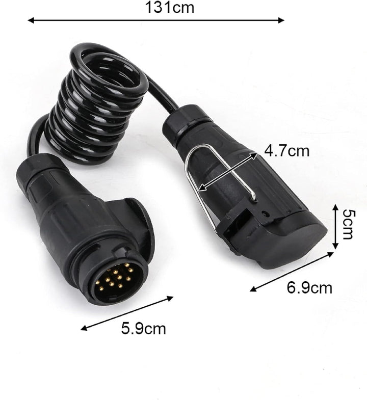 ColdShine 13-adriges Spiralkabel Anhängerkabel 1M Wohnmobil-Steckeradapter für Nutzfahrzeuge Auflieg