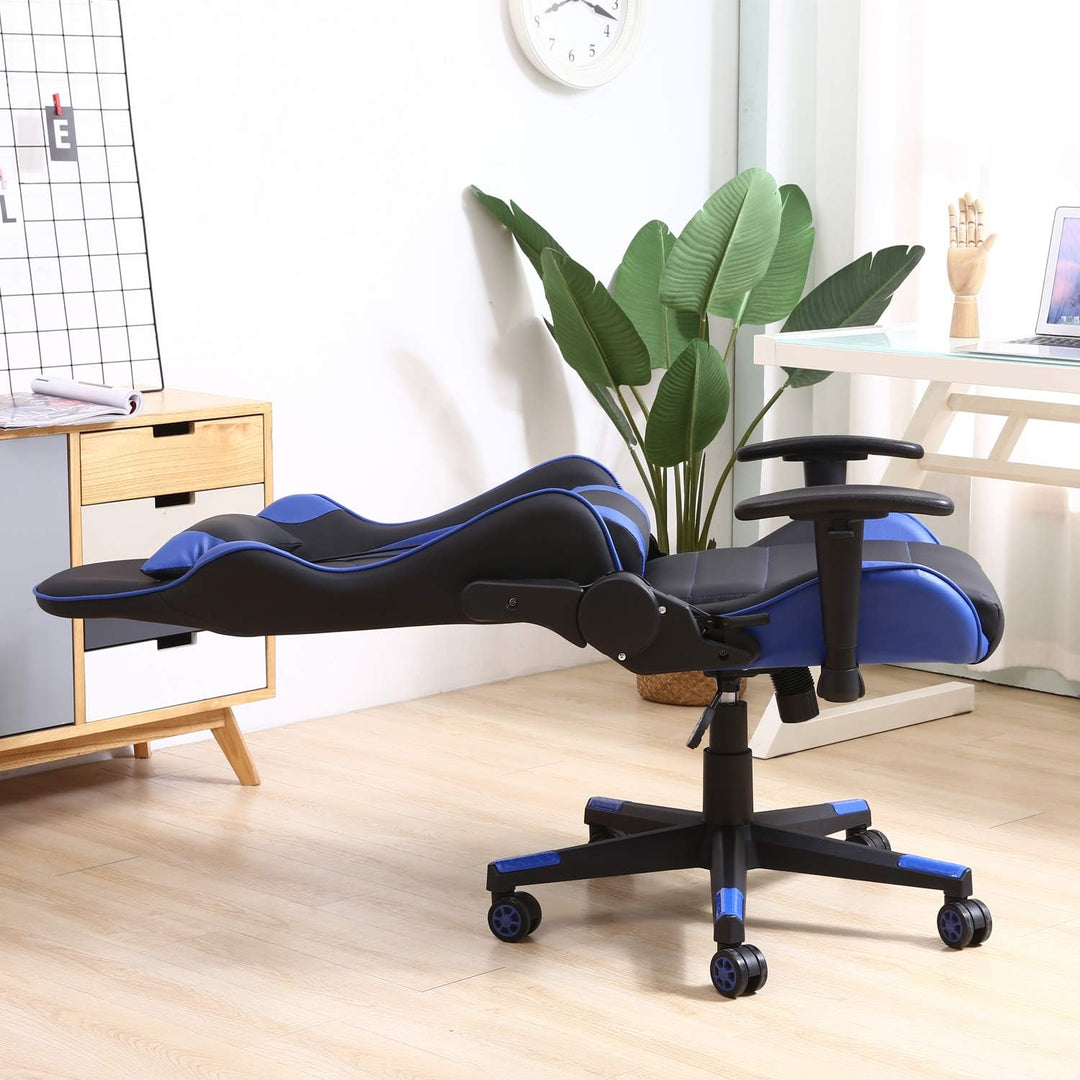 VS Venta-stock Bürosessel Gaming Professional Racer Blue, Stuhl mit Kopfstütze und Lendenkissen (Kun