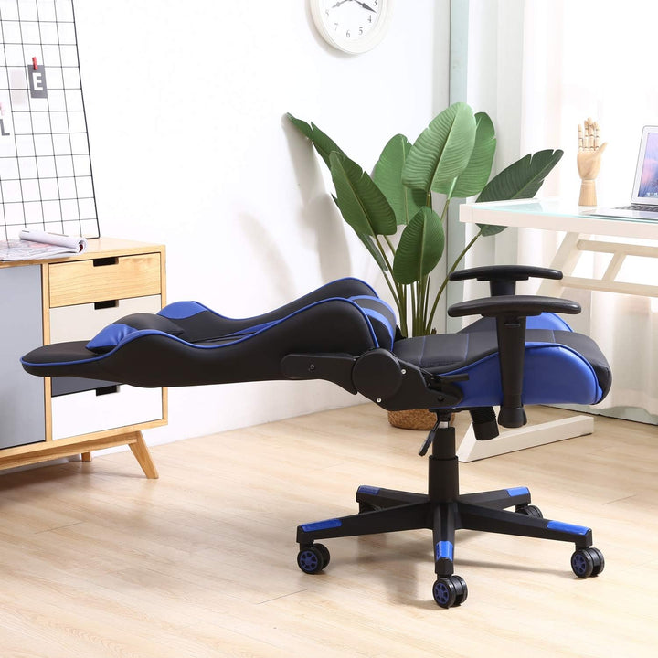 VS Venta-stock Bürosessel Gaming Professional Racer Blue, Stuhl mit Kopfstütze und Lendenkissen (Kun