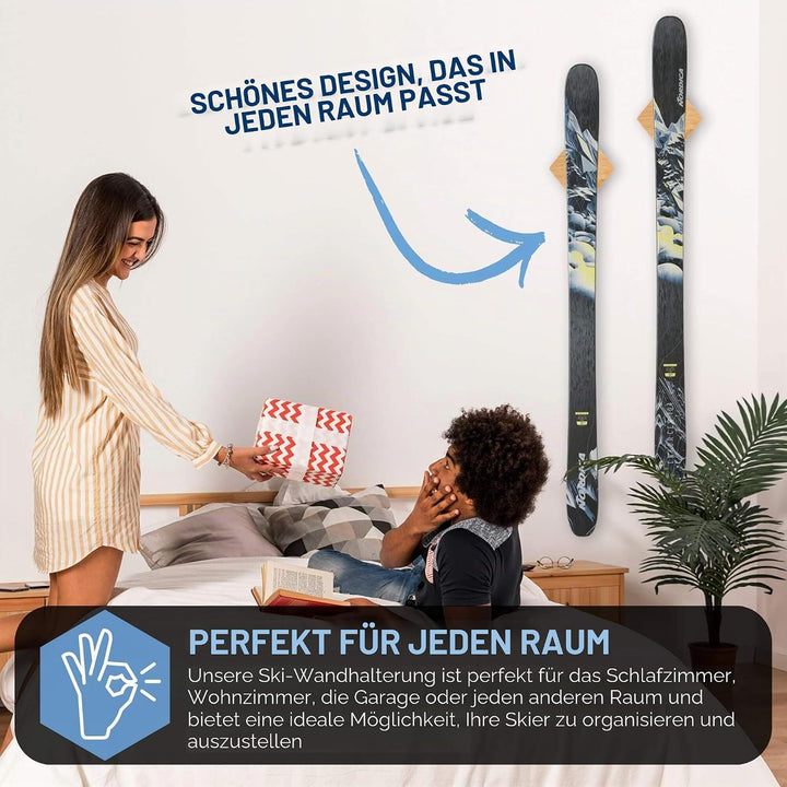 Hang 11 Ski-Wandhalterung – Hartholz Skiaufhänger für Wand, Skihalter für Wand, Skihalterung Wand, S