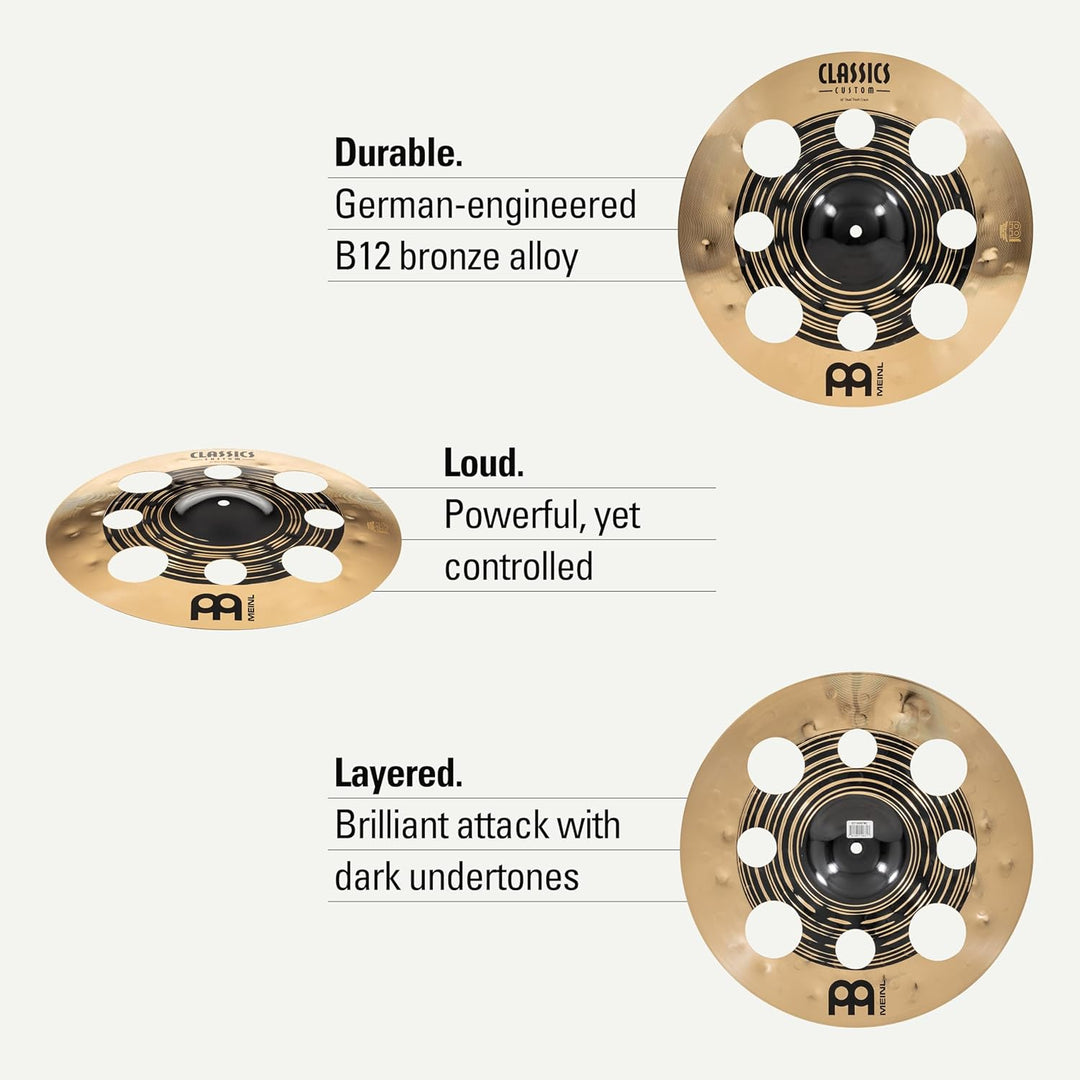 Meinl Classics Custom Dual 16 Zoll Trash Crash (Video) Schlagzeug Becken (40,64cm) B12 Bronze, Dunkl