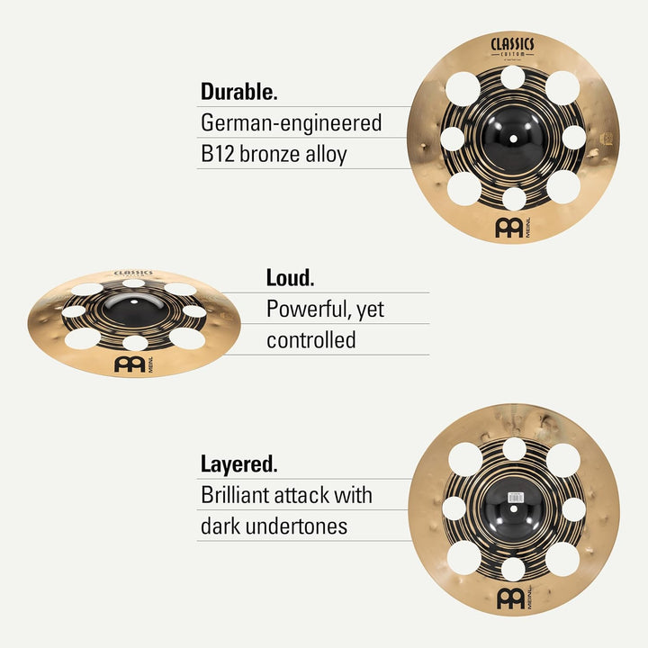 Meinl Classics Custom Dual 16 Zoll Trash Crash (Video) Schlagzeug Becken (40,64cm) B12 Bronze, Dunkl
