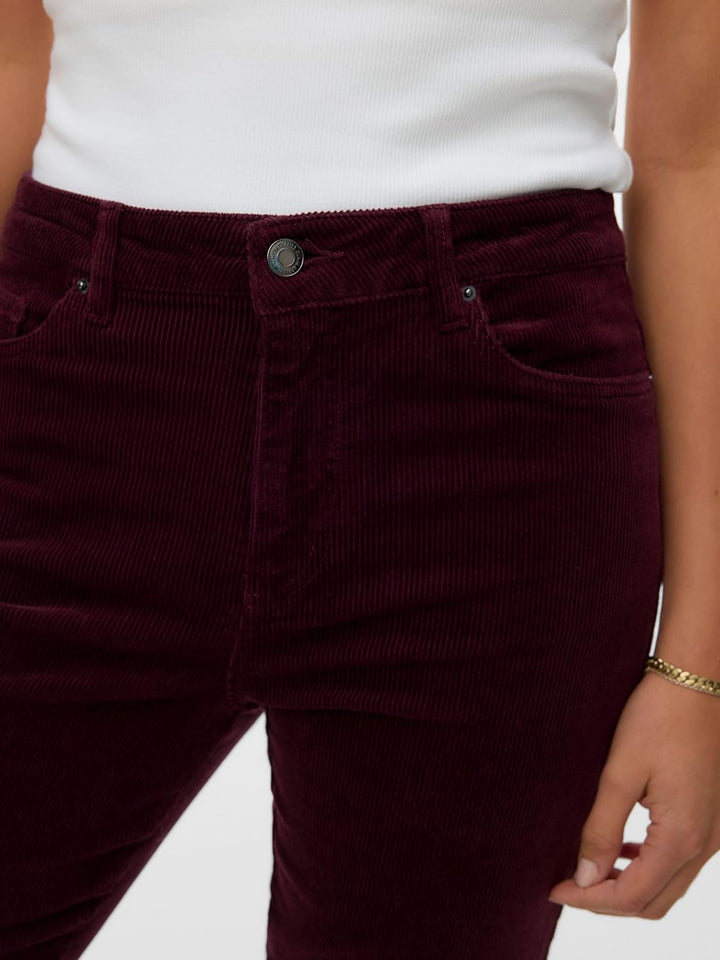 VERO MODA Female Hose VMSIGA Hohe Taille Cordhose XS / 34L Winetasting, XS / 34L Winetasting