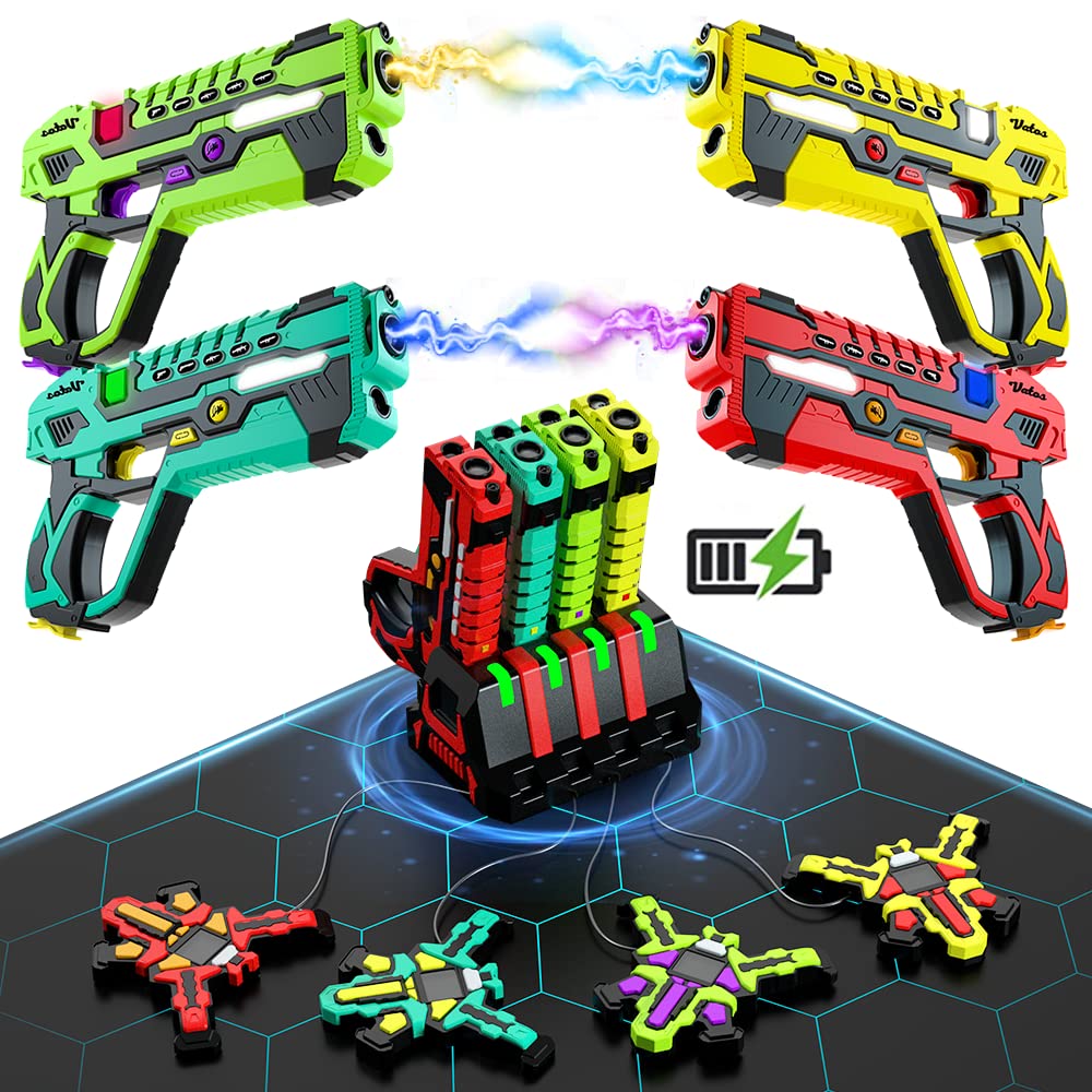 Wiederaufladbares Laser Tag Set 4 – VATOS Laser Tag mit 4er Set mit Westen | Infrarot Laser Tag Set