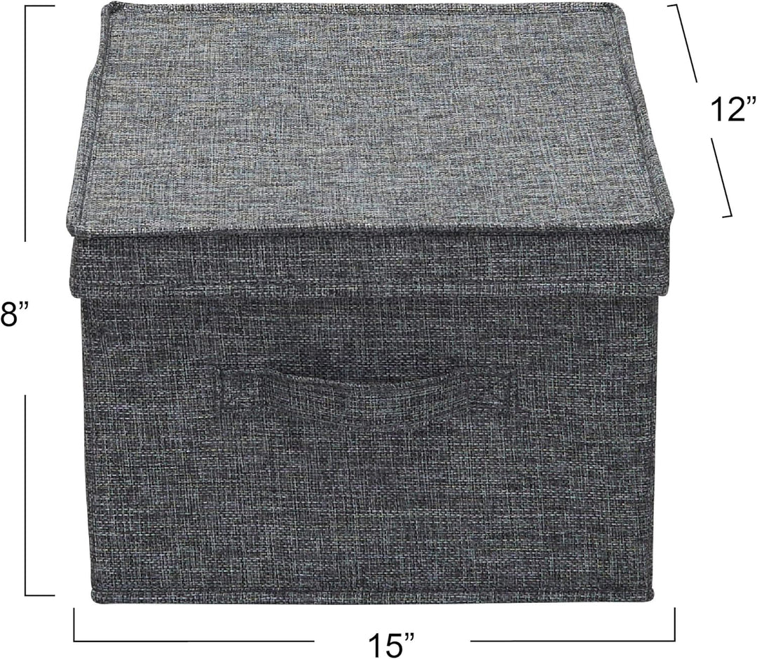 Household Essentials Large Fabric Storage Bins with Lids, Graphite, Set of 2 Gross Grau (Graphite//N
