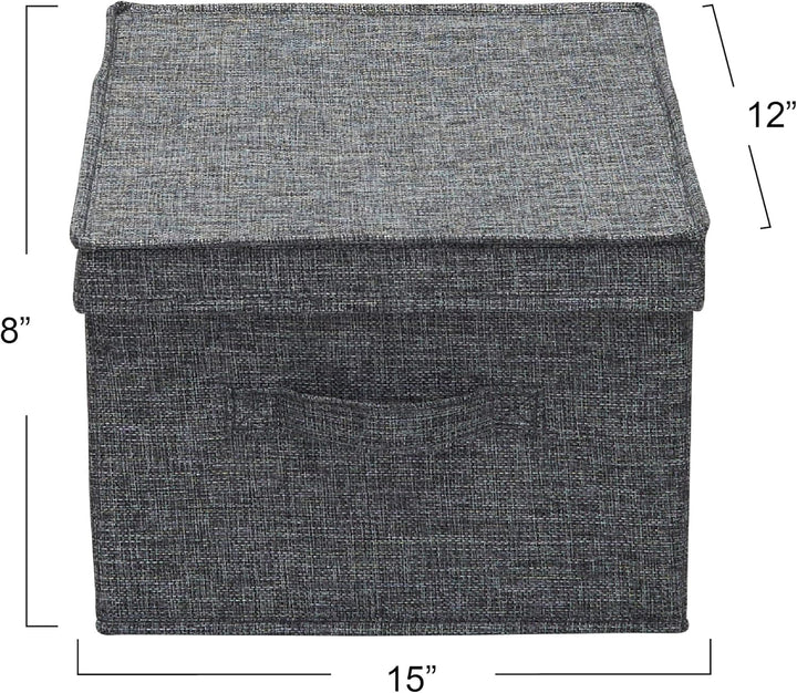 Household Essentials Large Fabric Storage Bins with Lids, Graphite, Set of 2 Gross Grau (Graphite//N