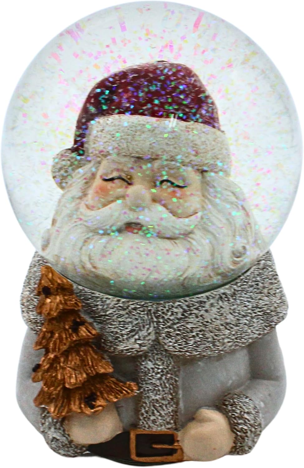 Dekohelden24 XL Hochwertige Glitterkugel - Schneekugel Schüttelkugel Weihnachtsmann mit Tannenbaum,
