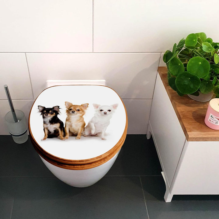 banjado® Design WC Sitz Bambus Absenkautomatik mit Motiv Chihuahua/Toilettendeckel mit Absenkautomat