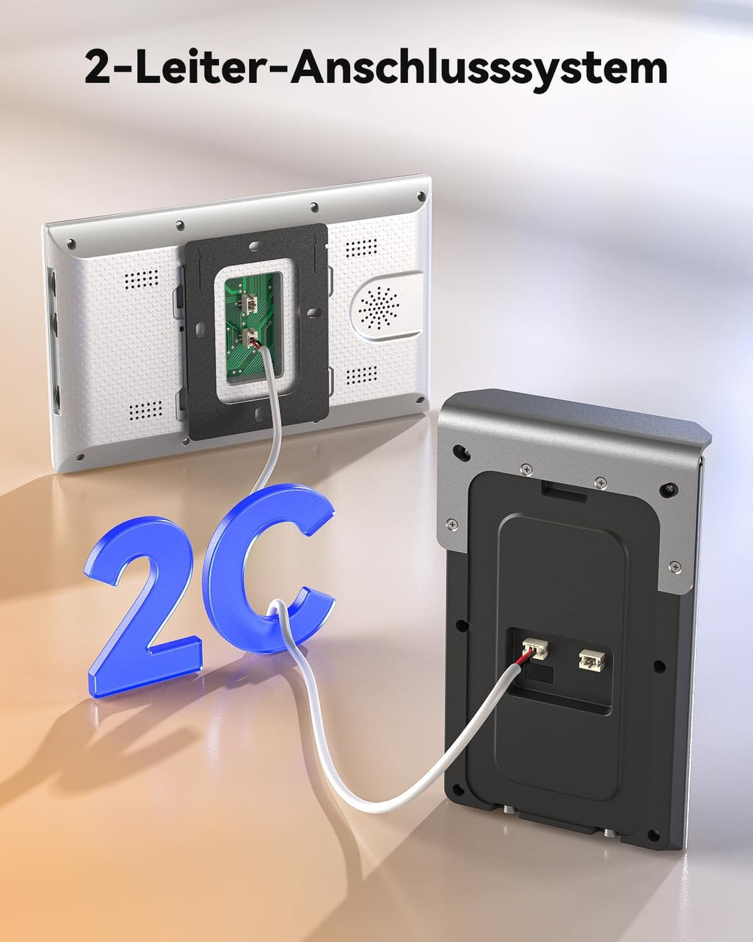 TMEZON Video Türsprechanlage 2 Draht, Türklingel mit Kamera und 7''Monitor,Gegensprechanlage mit Tür