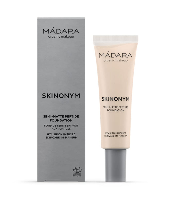 MÁDARA Organic Skincare | SKINONYM Semi-Matte Peptide Foundation, 10 PORCELAIN, 30ml – Gestärkt durc