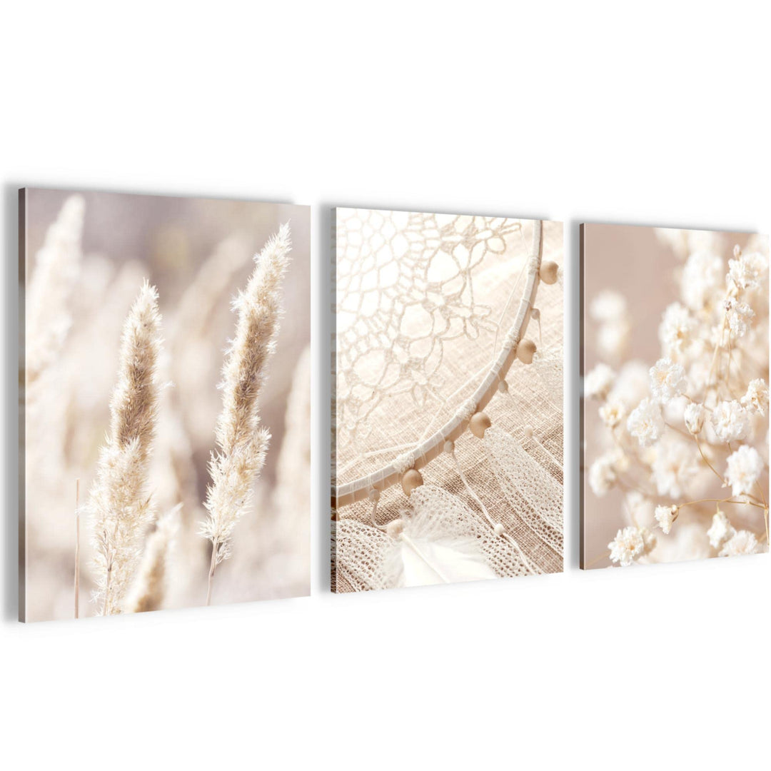 Novart FERTIG ZUM AUFHÄNGEN - Wandbilder Set Boho Style - Beige Bild XXL Wohnzimmer N008735a, 30x40