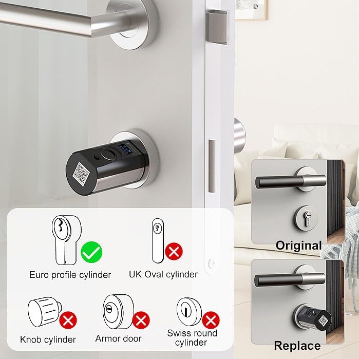 VisorTech Türschloss, Bluetooth: Elektronischer Tür-Schliesszylinder mit Fingerabdruck, Transponder