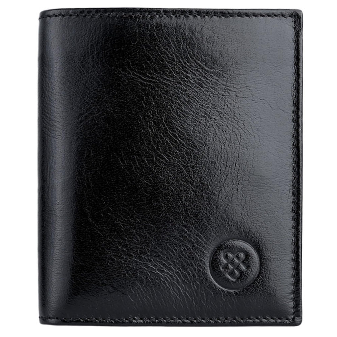 Maxwell-Scott Hochwertige Herren Luxus Leder Geldbörse Rocca Schwarz, Schwarz