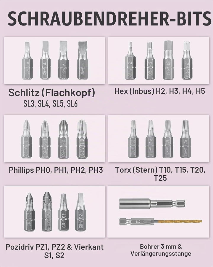 Durofort 3,7V Mini Cordless Akkuschrauber,3Nm kleiner akkuschrauber,Satz mit 48 Schraubendreherbits