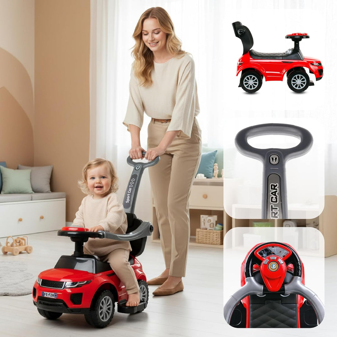 4in1 Kinderauto Rutschauto ab 2 Jahre und Schiebeauto mit Hupe und Musik, Rutschauto mit Stauraum un