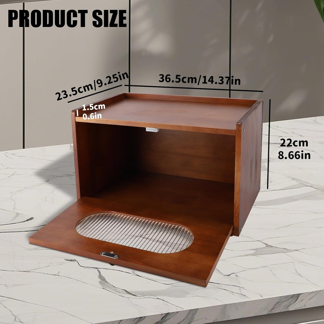 Brotkasten Holz für Küchenarbeitsplatte, Aufbewahrungsbox, Küche Brotbehälter, Corner Bread Box, Bra