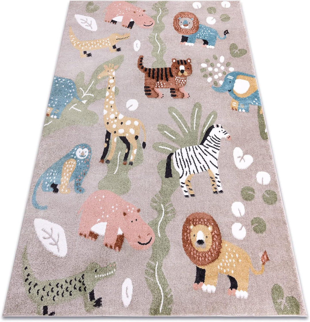 Teppich Fun Africa Kinderteppich für Babyzimmer, Spielteppiche, Kinderzimmer, Moderne, Tiere, Afrika