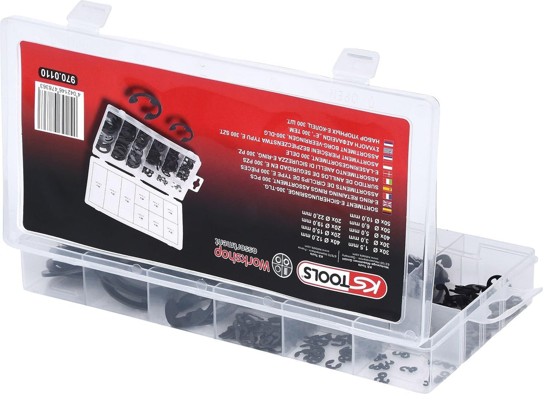 KS TOOLS Sortiment E-Sicherungsringe, Ã˜1,5-22mm, 300-tlg