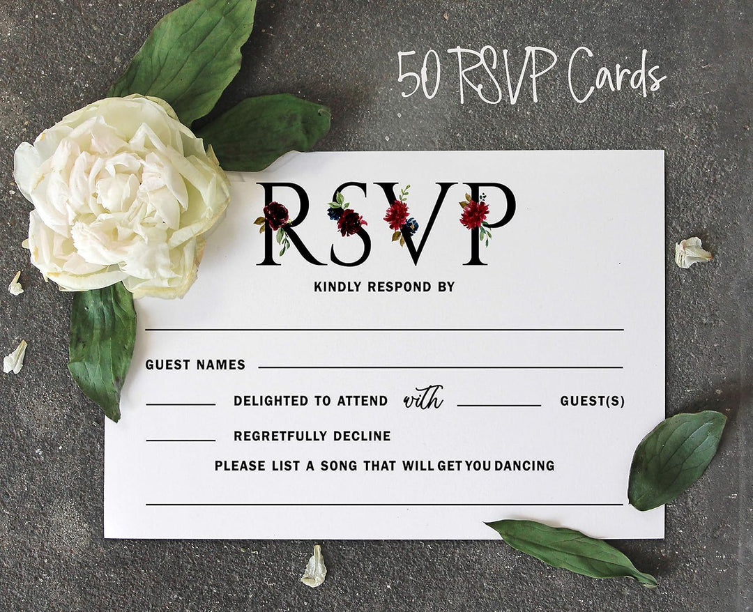 Inkdotpot 50 Leere RSVP-Karten Mit Weissen Umschlägen Blumen- 4 "X6 Antwortkarten-RSVP-Antwortkarte