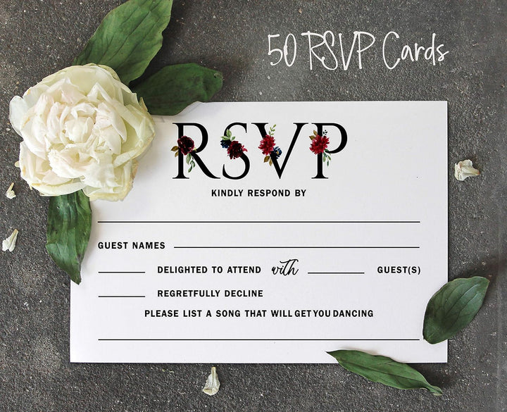 Inkdotpot 50 Leere RSVP-Karten Mit Weissen Umschlägen Blumen- 4 "X6 Antwortkarten-RSVP-Antwortkarte