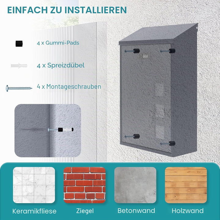 lisetar Briefkasten aus Stahl Wandmontiert mit Zahlenschloss - 3 Sichtfenster (4x4cm), Regenabweisen