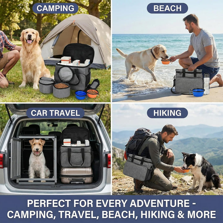 Hunde Reisetasche Grosse Hundetasche – hundereisetasche mit 2 Futterbehältern und 2 faltbaren Hunden