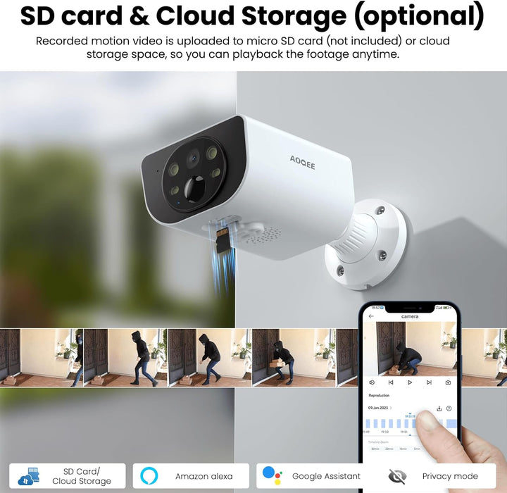 2K Überwachungskamera Aussen Solar - Kamera Überwachung Aussen Akku Kabellos mit Solarpanel, 2,4 GHz