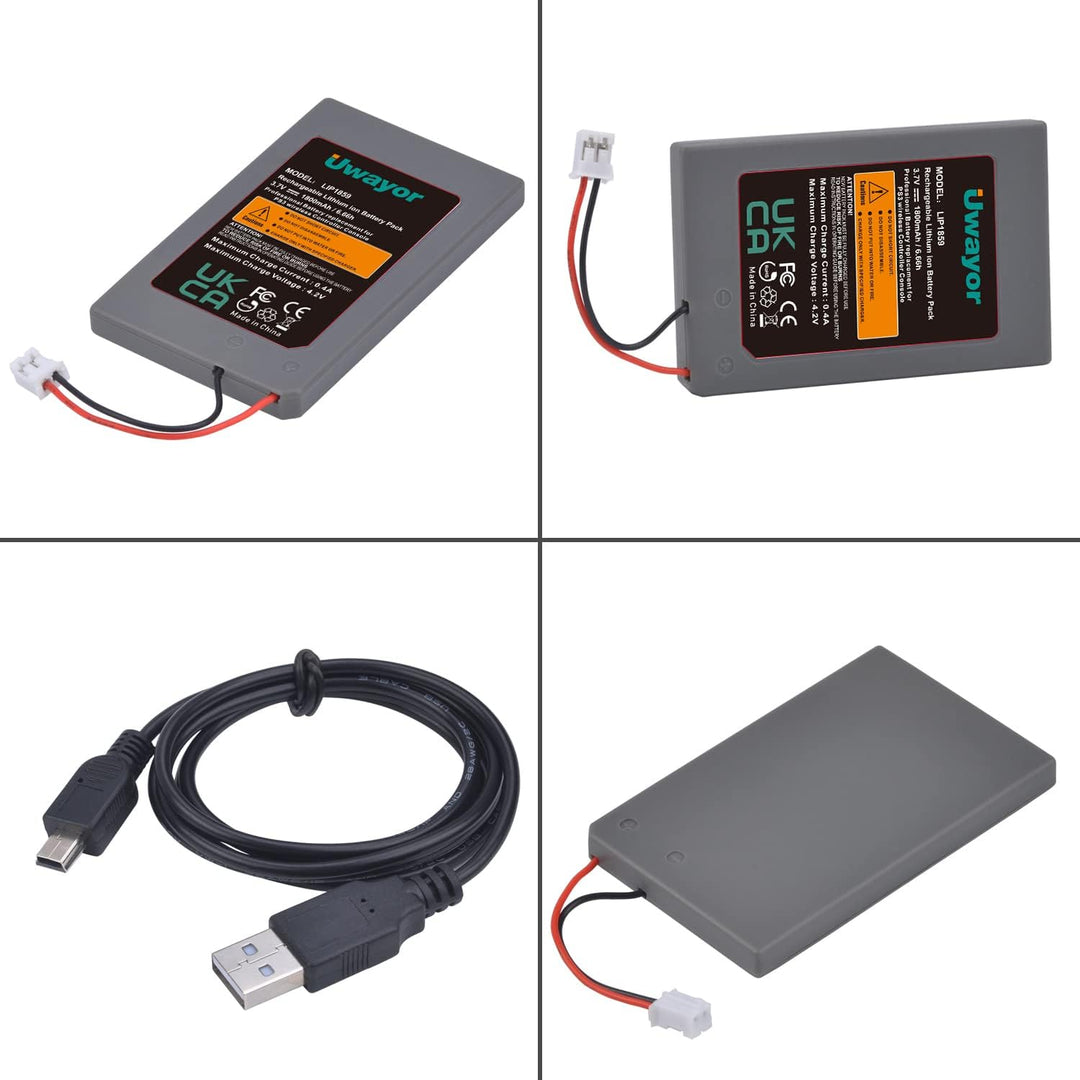 Uwayor LIP1359 Akku für PS3 Controller Akku PS3 Ersatz Akku 1800mAh für Sony Playstation 3 und Duals