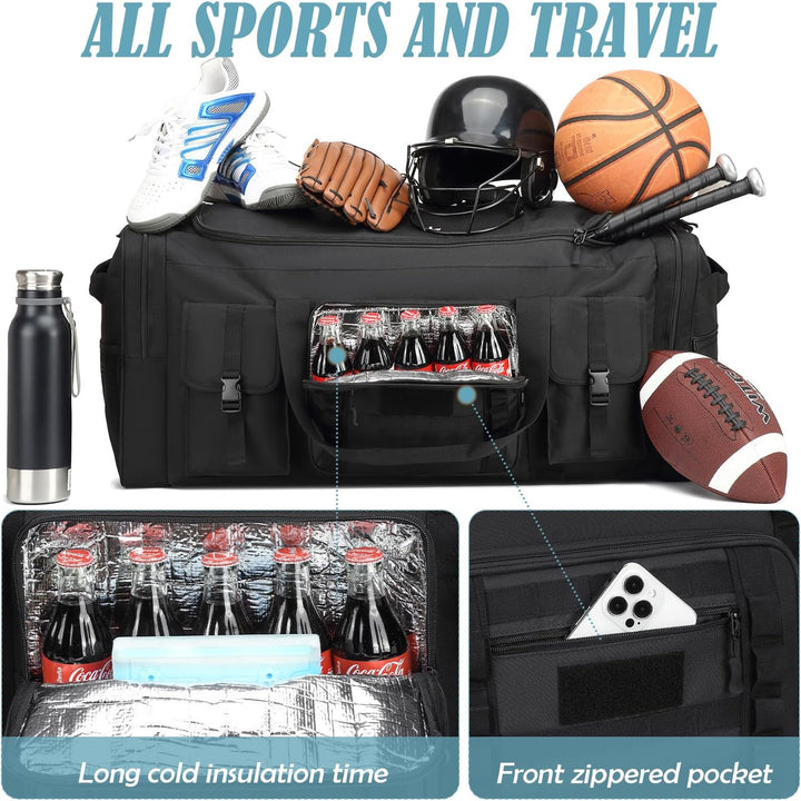 135L XXL Reisetasche Handgepäck Herren grosse Sporttasche mit Schuhfach & Isolierte Tasche für Train