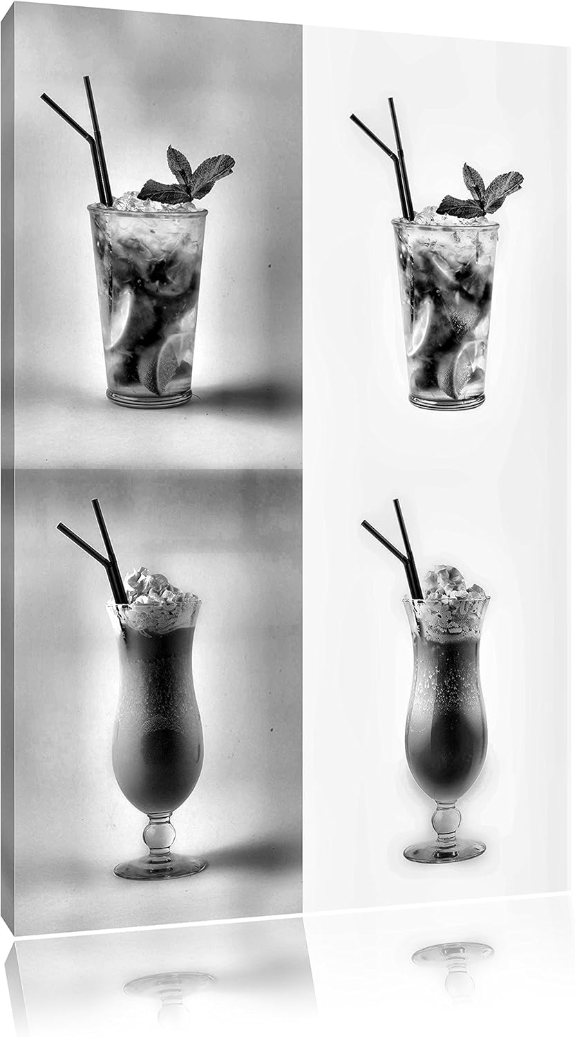 Pixxprint kontrastreiche Cocktails als Leinwandbild/Grösse: 100x70 cm/Wandbild/Kunstdruck/fertig bes