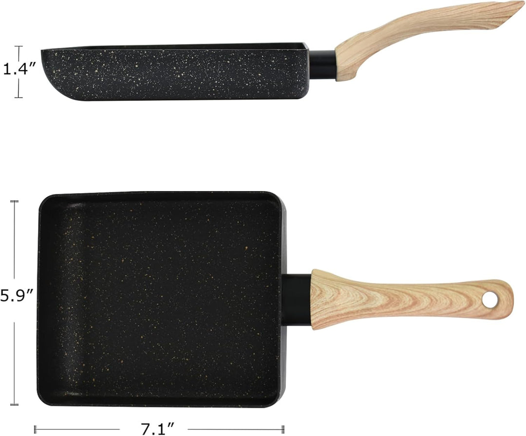 Artcome Japanische Omelette-Pfanne Tamagoyaki-Eierpfanne Rechteckig Mini-Bratpfanne mit Silikon-Spat