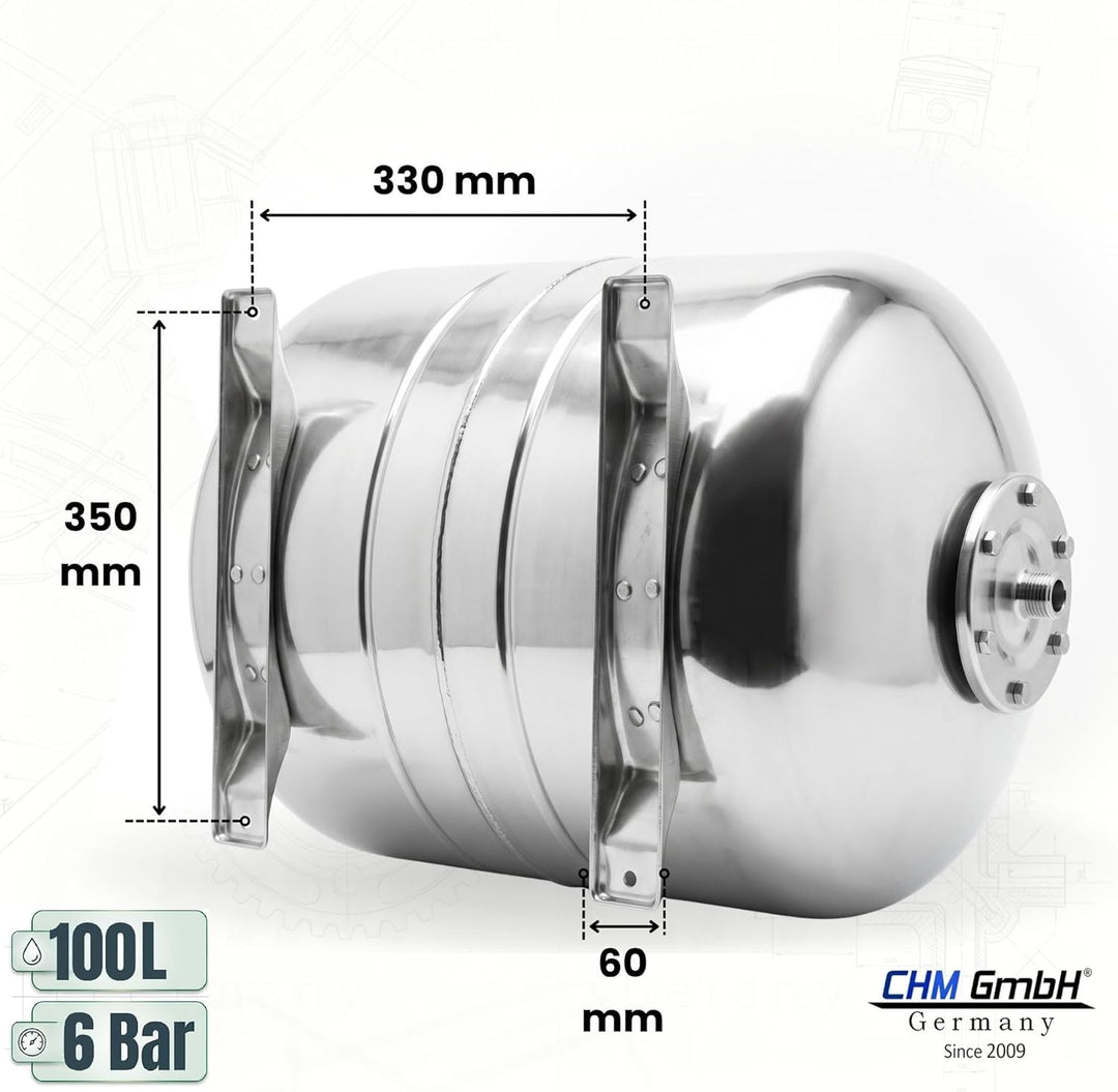 Membrankessel 100 L Druckkessel Edelstahl max. 6 Bar, Drucktank Hauswasserwerk CHM GmbH® Ausdehnungs