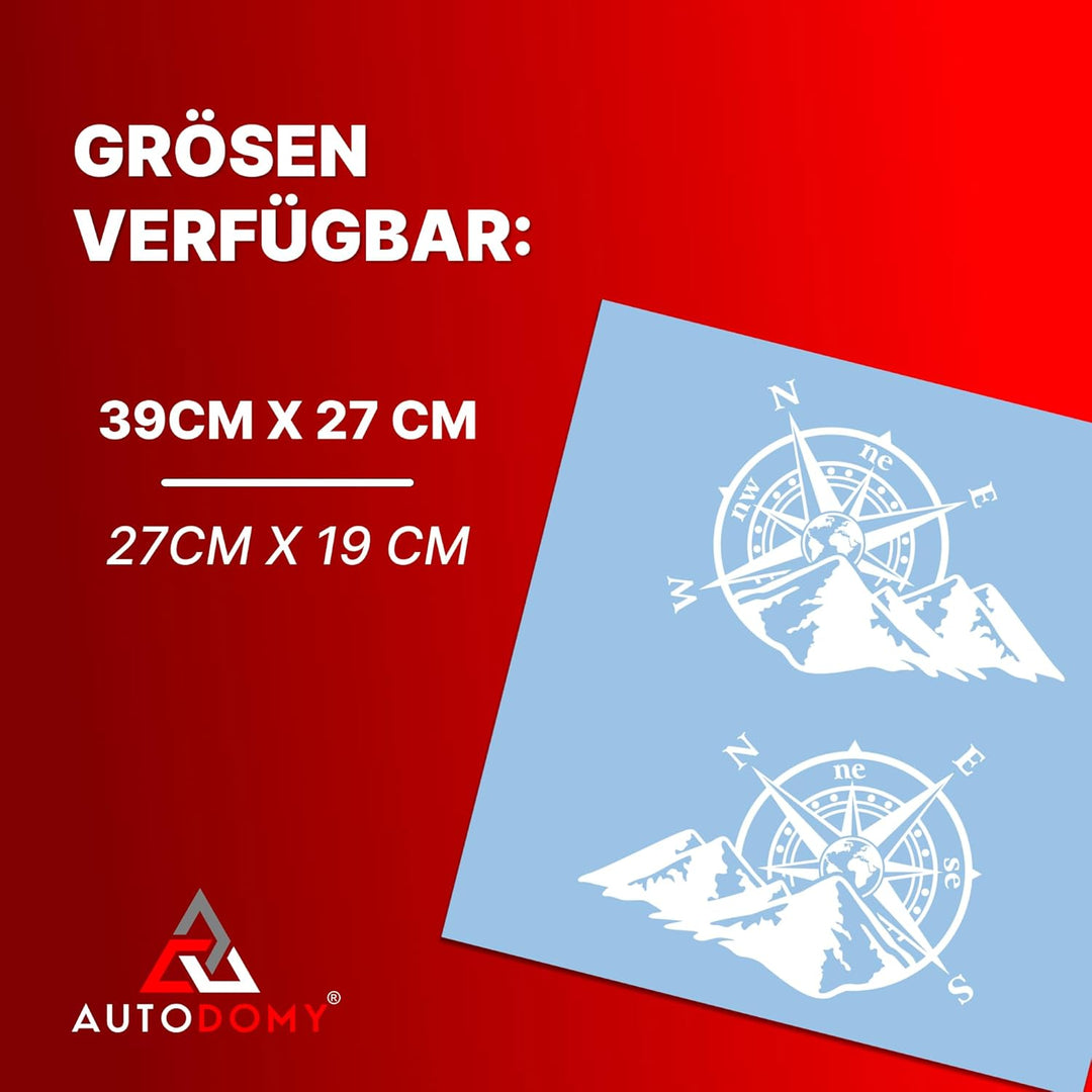 Autodomy Kompass Off Road Windrose Aufkleber Paket 2 Stück | Kompass Aufkleber Wohnmobil und Auto od