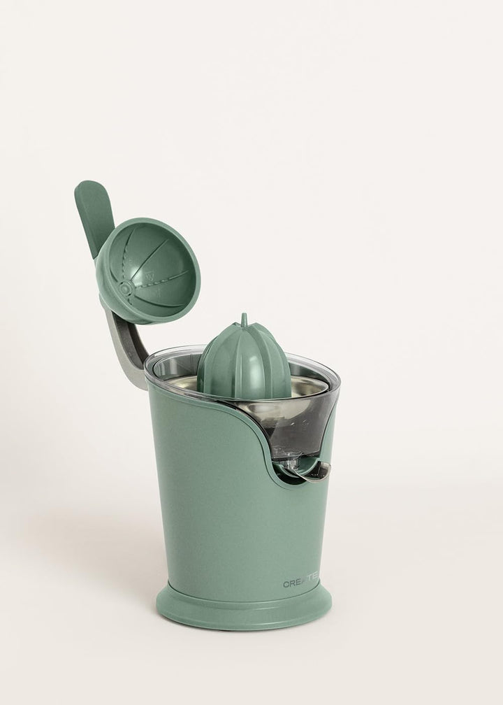 CREATE/JUICER PRESS/Elektrische Zitruspresse mit Hebel in Salbeigrün/Spritzfrei, 250ml Behälter, Fru