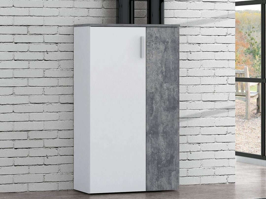 möbelando Schuhschrank Schuhkommode Flurschrank Kommode Anrichte Schrank Gretna I Weiss/Beton Beton/