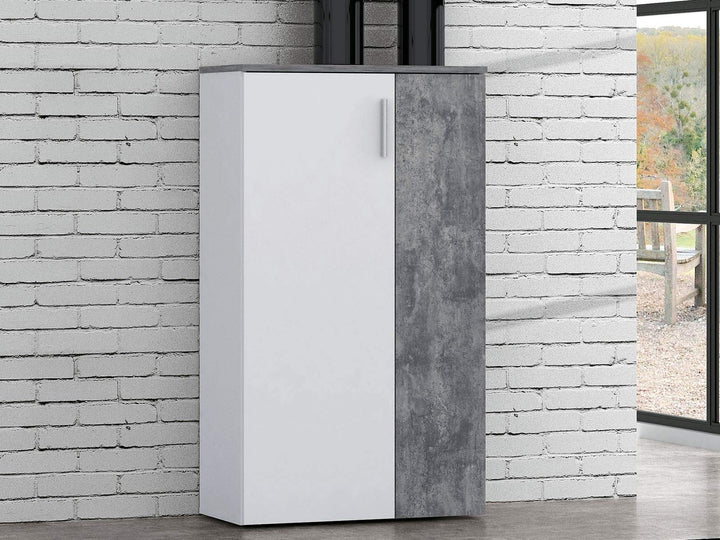 möbelando Schuhschrank Schuhkommode Flurschrank Kommode Anrichte Schrank Gretna I Weiss/Beton Beton/