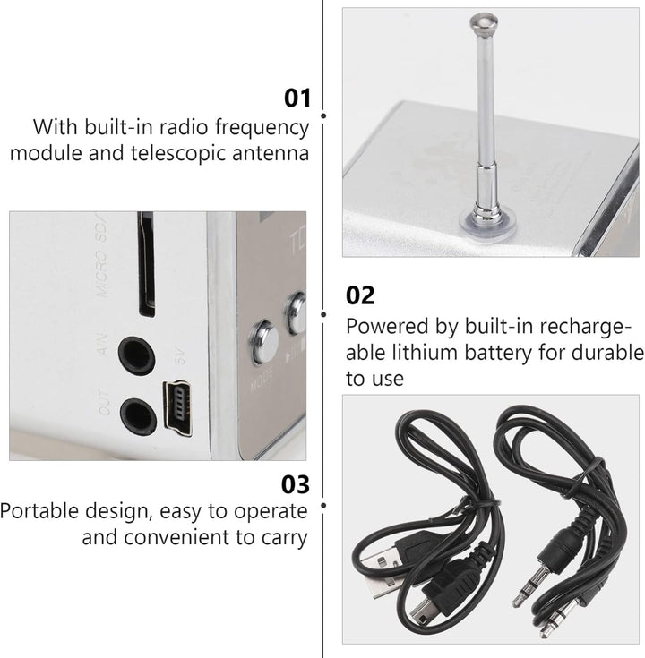 Td-V26 Mini Lautsprecher, Digital Lautsprecher , Fm Radio Stereo Tragbarer kabelloser Outdoor Mini L