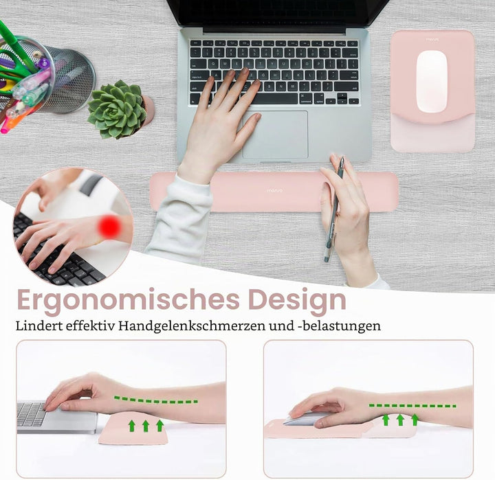 MOSISO Handgelenkstütze für Mauspad&amp;Tastatur Set, Rechteckig Ergonomisch Mauspad Rutschfest Basis Ho