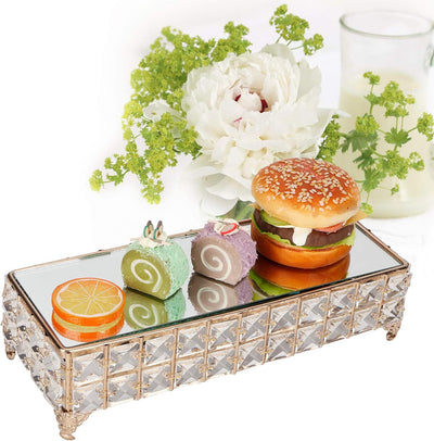 Rechteckiger Tortenständer aus Schmiedeeisen, Obst-Dessert-Tablett, Kuchenplatte, Kristall-Kuchen-Ta